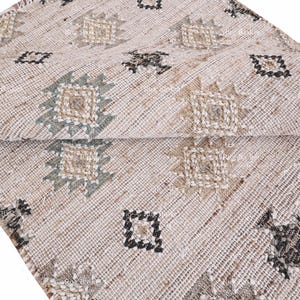 Nomad Star Handwoven Natural Jute Dhurrie Rug with Tribal Diamond Motif – Eco-Friendly Flatweave Carpet | Custom Sizes Available