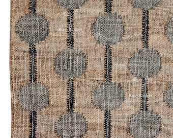 Handwoven Natural Geometrical Jute Rug | Neutral, Grey and Black Flat Weave Dhurrie | Modern Farmhouse Eco-Friendly Area Carpet
