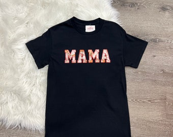Baseball Mama T-Shirt / Embroidered Mama T-Shirt/ Baseball MAMA / Baseball MAMA / MAMA / Applique Mama Shirt