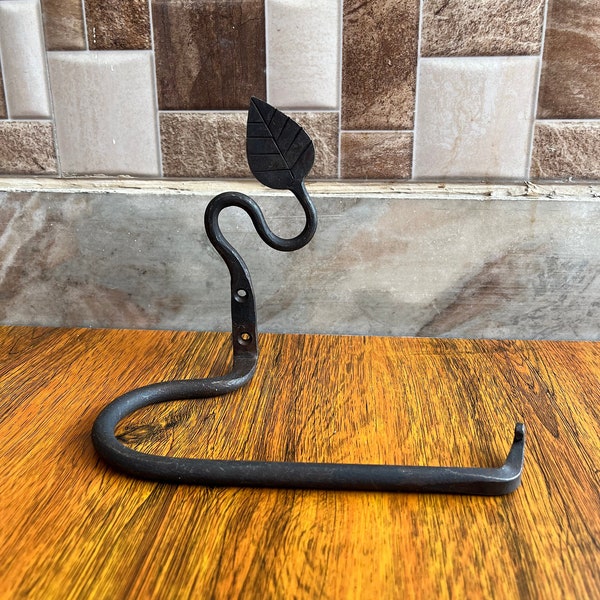 Hand-Forged Iron Toilet paper roll holder, Toilet Roll Holder Wrought Iron Paper Holder