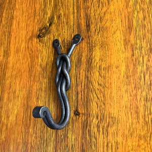 Iron Hand Forged Knot Hooks,  (Set of-4) Handcrafted by Well Experienced Blacksmiths From India. Premium Matt Black Finished