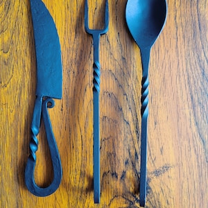 Juego de cubiertos vikingos forjados a mano Doble