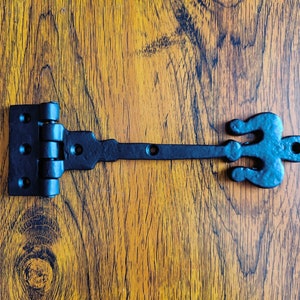 PAIR of LEAF Cast iron rustic vintage decorative ornate spear fancy kitchen cabinet cupboard door hinges