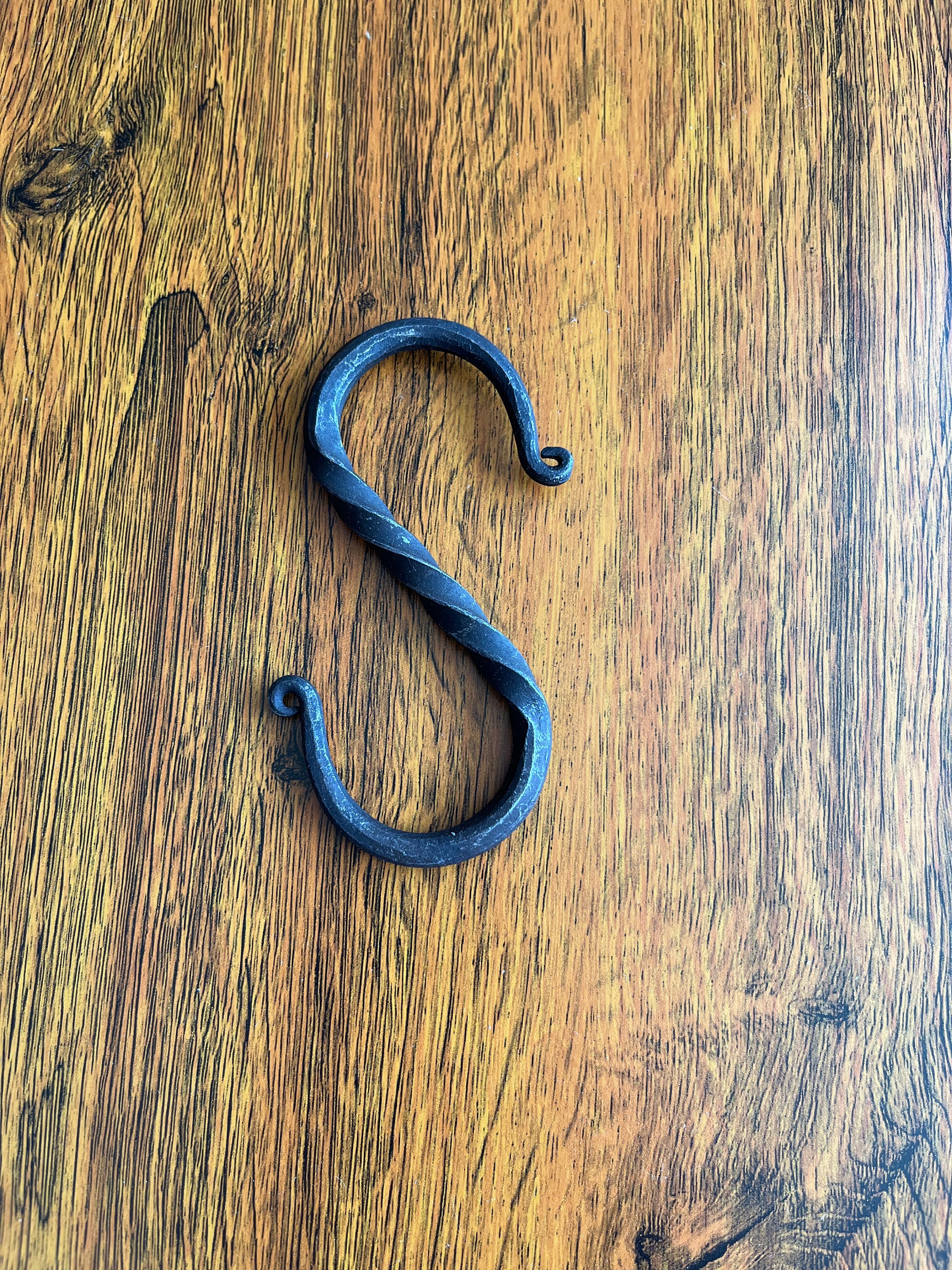 Iron Hand forged S twisted hook (Set of-4) Handcrafted by Well Experienced Blacksmiths From India. Premium Matt Black Finished