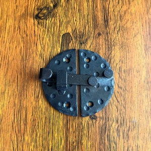 Wrought Iron 2.9&quot;   Hand Forged Furniture  Round Cabinet door Latch, Hand Forged Furniture Finger Lock, Cupboard Decor,