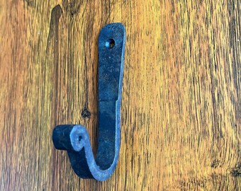 Hand Forged Iron J Hooks, Premium Matte Black (Set of 4)