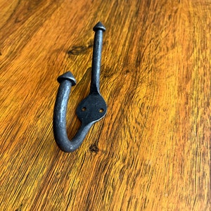 Hand Forged Iron Coat Hooks, (Set of-4) Handcrafted by Well Experienced Blacksmiths From India. Premium Matt Black Finished
