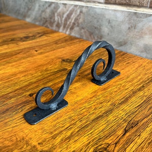 Iron Hand Forged Door Handle (Set Of 2 ) Drawer Puller Vintage Look, Twisted .  Forged by Well Experienced Blacksmiths Made in INDIA