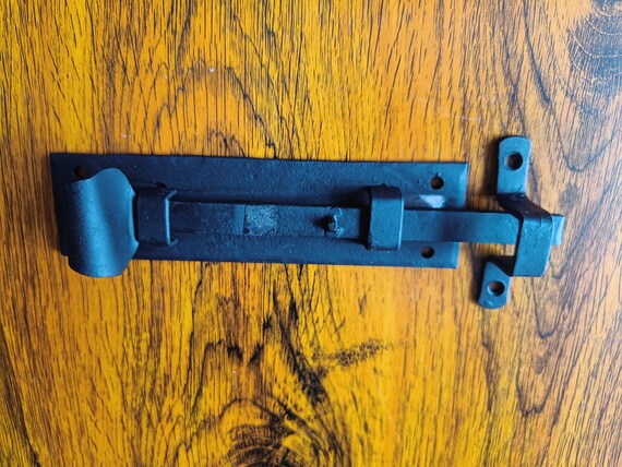 Slide Bolt Door Latch Forged Wrought Iron Cabinet Lock Antique