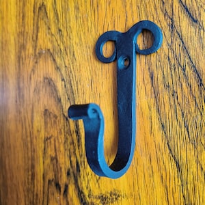 Iron Hand Forged J-Shape Hook  (Set of-4) Handcrafted by Well Experienced Blacksmiths From India. Premium Matt Black Finished