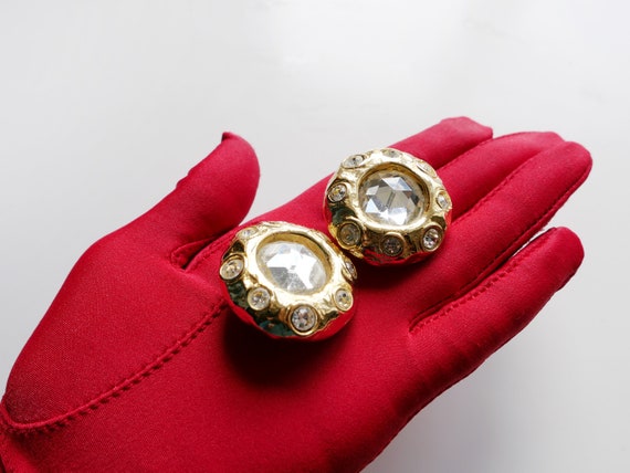 Vintage Jewelry Clip-On Earrings-Gold tone 1980-s… - image 8