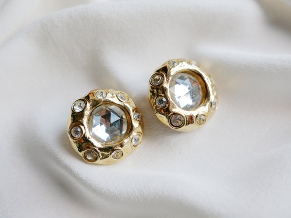 Vintage Jewelry Clip-On Earrings-Gold tone 1980-s… - image 1