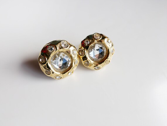 Vintage Jewelry Clip-On Earrings-Gold tone 1980-s… - image 5