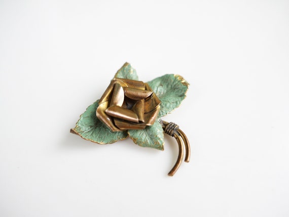 Pretty Vintage 1930s hand made Rose Flower Brooch… - image 1