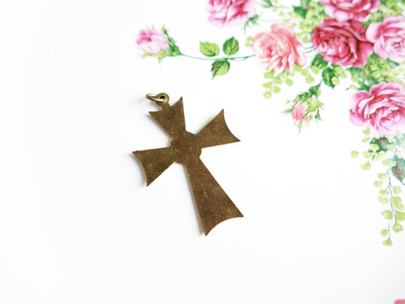 Vintage cross with enamel - beautiful cross penda… - image 4