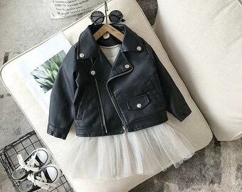 Baby Black Rocker Jacket Baby Black Leather Jacket Baby studded Jacket Cake Smash Baby rock star jacket Leather Baby Top Gun Jacket