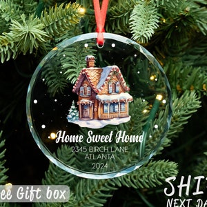 Personalized New Home Ornament, Custom Address Ornament, Couple Christmas Gifts, Housewarming Gifts for Family, Christmas New House Ornament