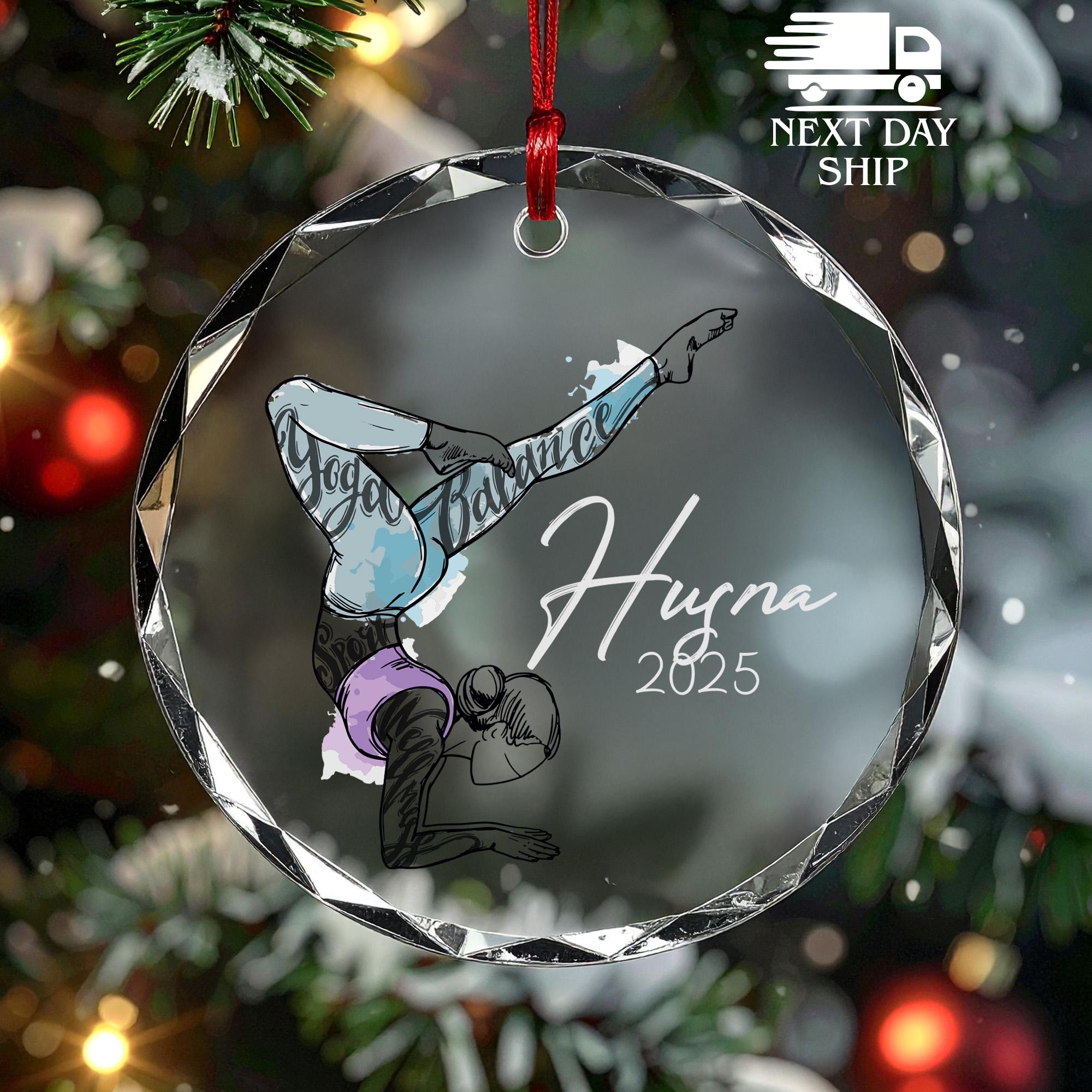 Custom Name Yoga Ornament, Personalized Christmas Ornament, Yoga Lover Gift, Gift for Her, Holiday Keepsake, Sports Ornament, Yoga Decor