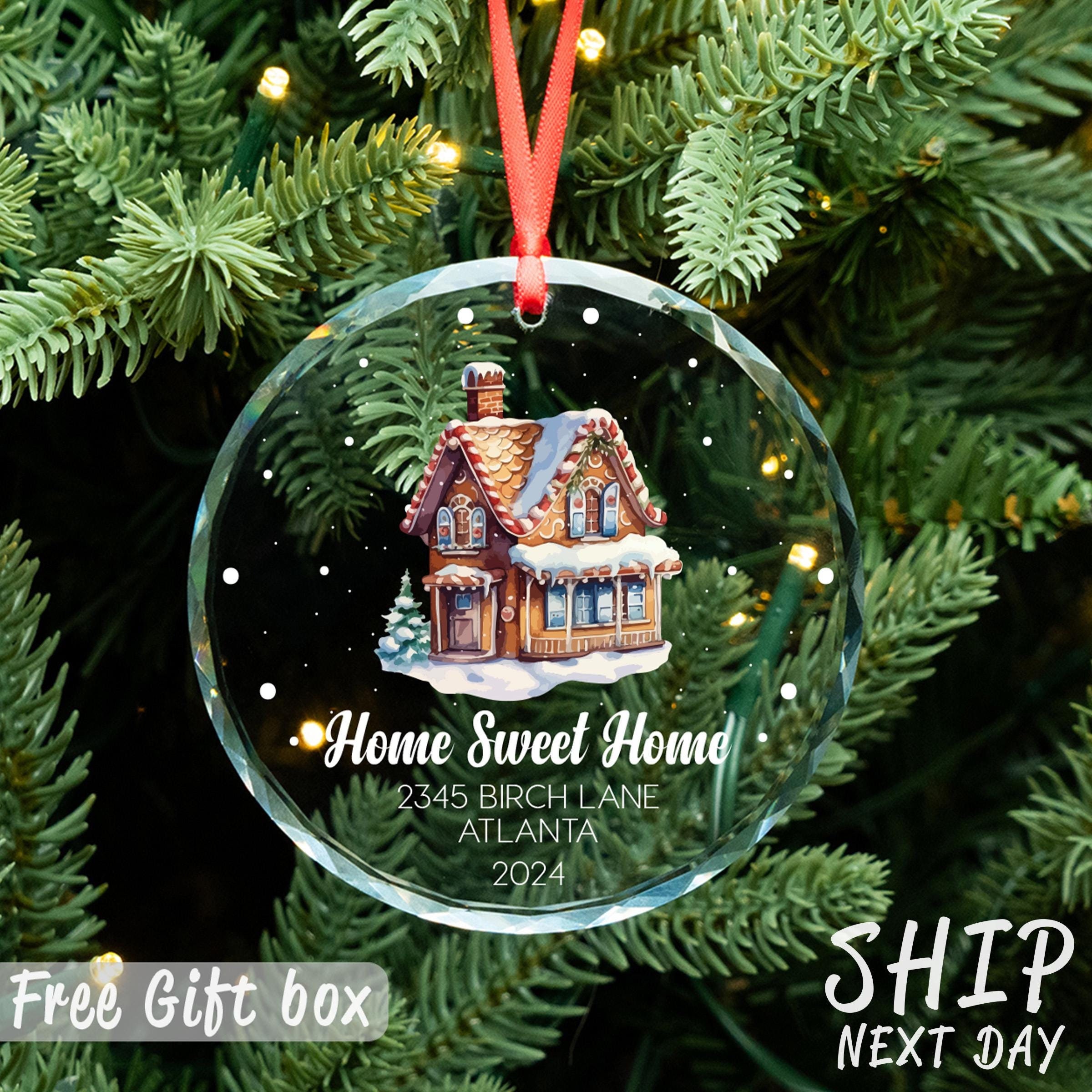 Personalized New Home Ornament, Custom Address Ornament, Couple Christmas Gifts, Housewarming Gifts for Family, Christmas New House Ornament