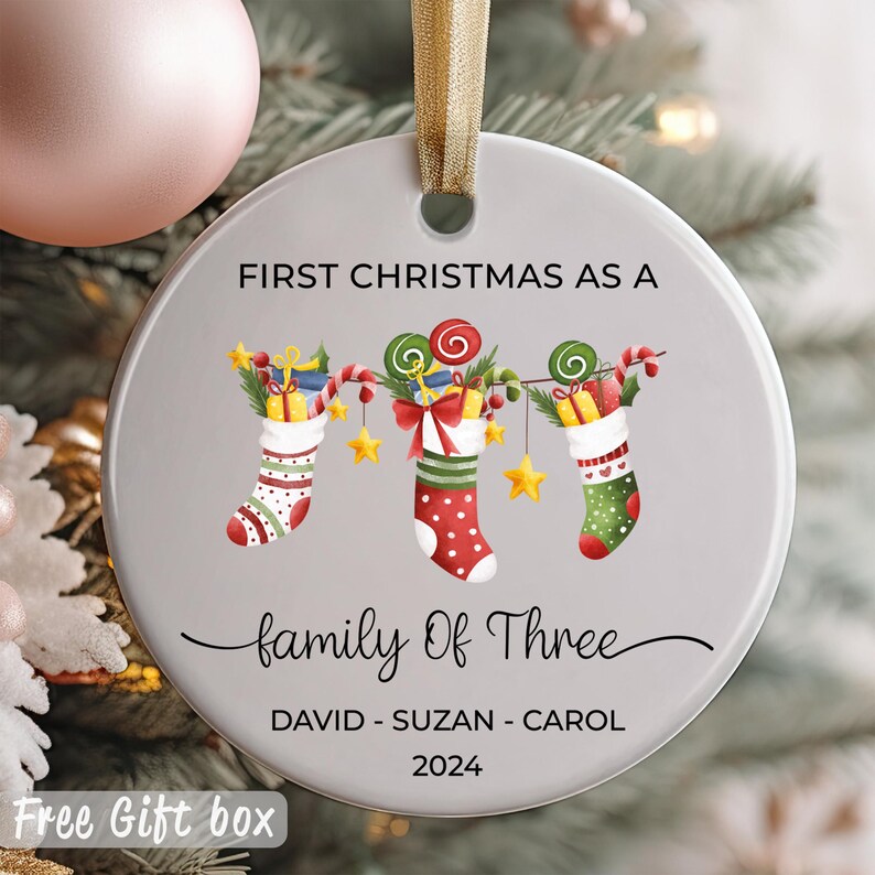 Our First Christmas Ornament, Family Name Ornament, Gift for New Home