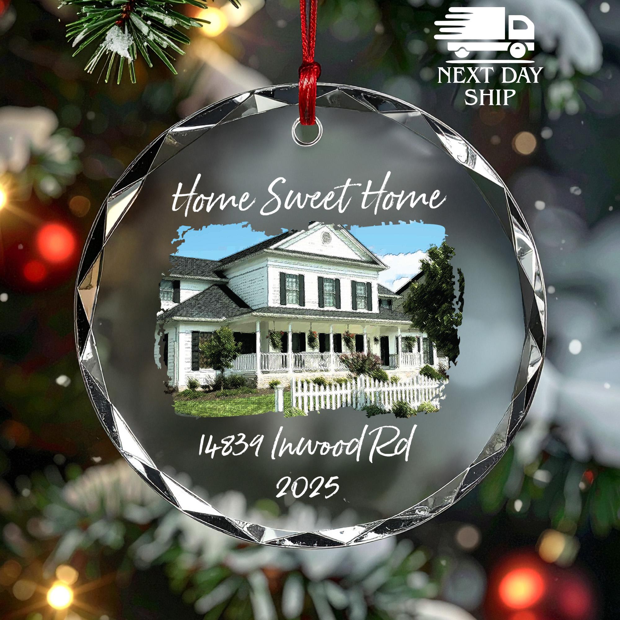 Home Photo Ornament, House Picture Ornament, Personalize Christmas Decoration, Customized Keepsake, Family Address Ornament, Gift for Family