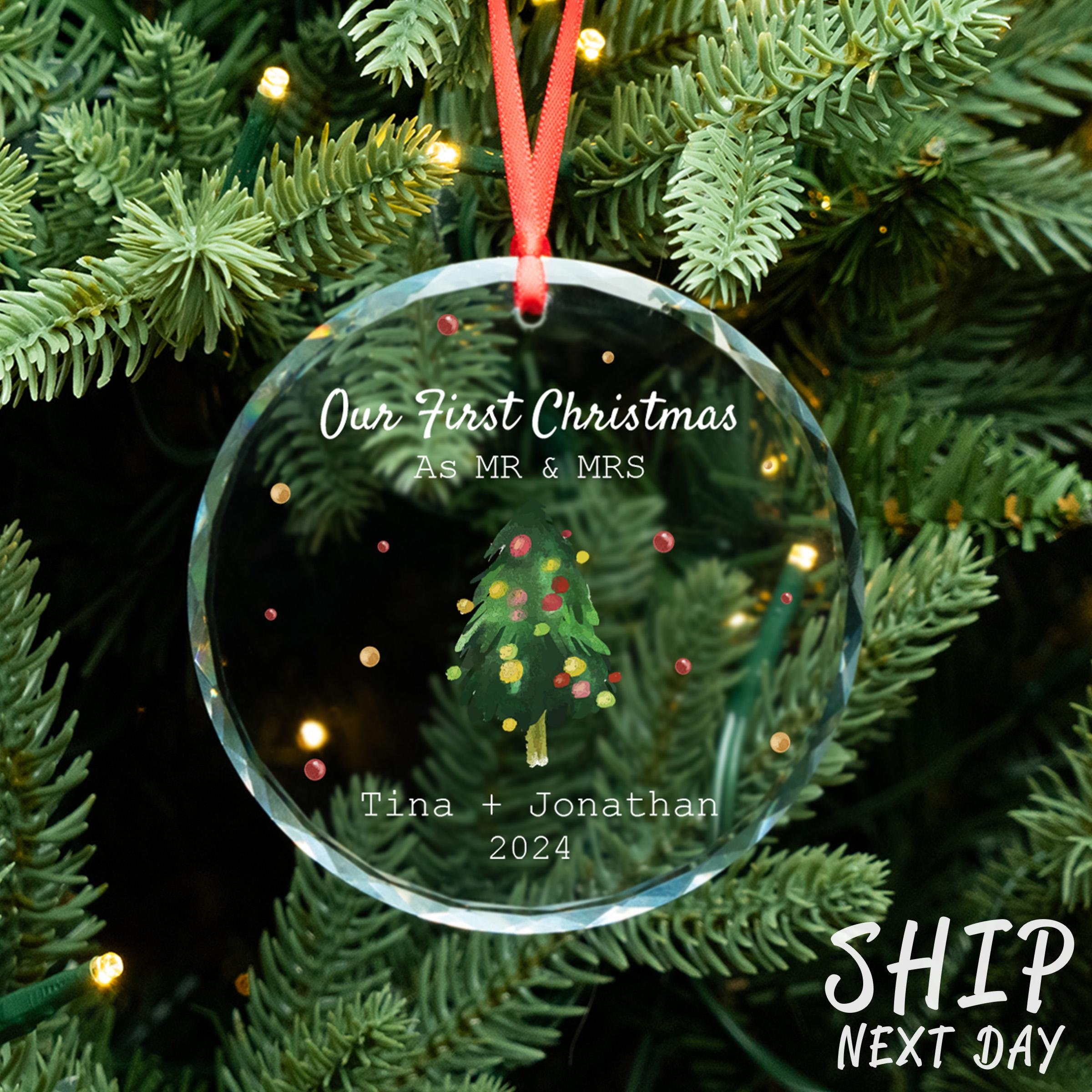 Our First Christmas Ornament, Family Name Ornament, Gift For Couple, Family Keepsake, Marriage Ornament, Tree Ornament, Holiday Decoration