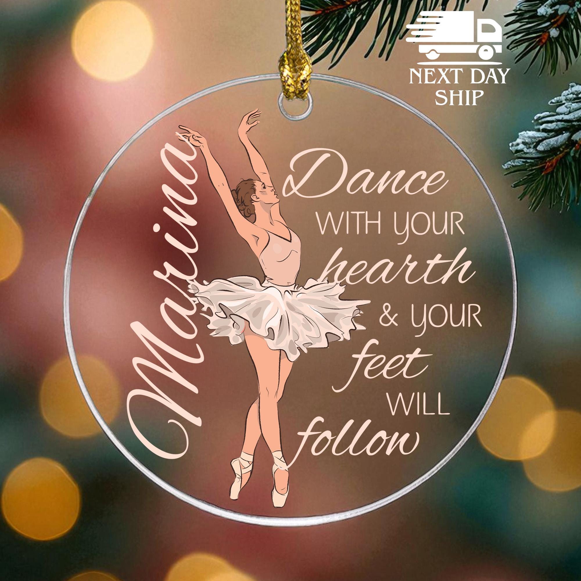 Inspirational Dance Ornament, Custom Ballet Ornament, Personalized Name Ornament, Christmas Gifts, Ceramic Dancer Ornaments, Gift for Her