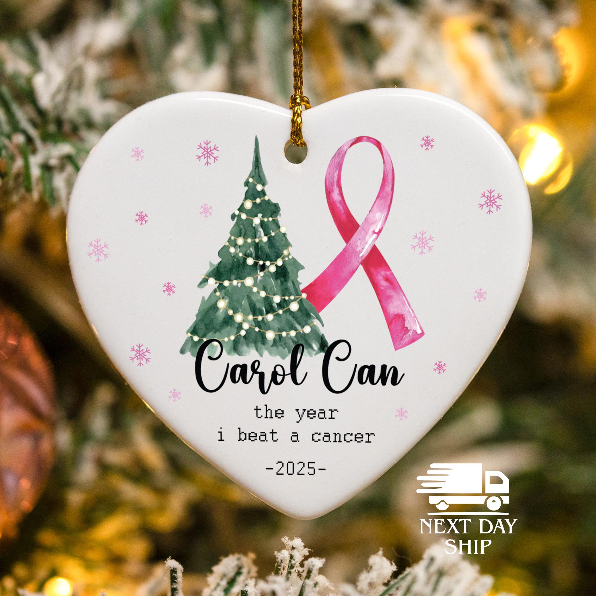 Personalized Beating Cancer Ornament, Custom Cancer Fighter Ornament, Personalized Name Cancer Survivor Ornament, Cancer Awareness Ornament