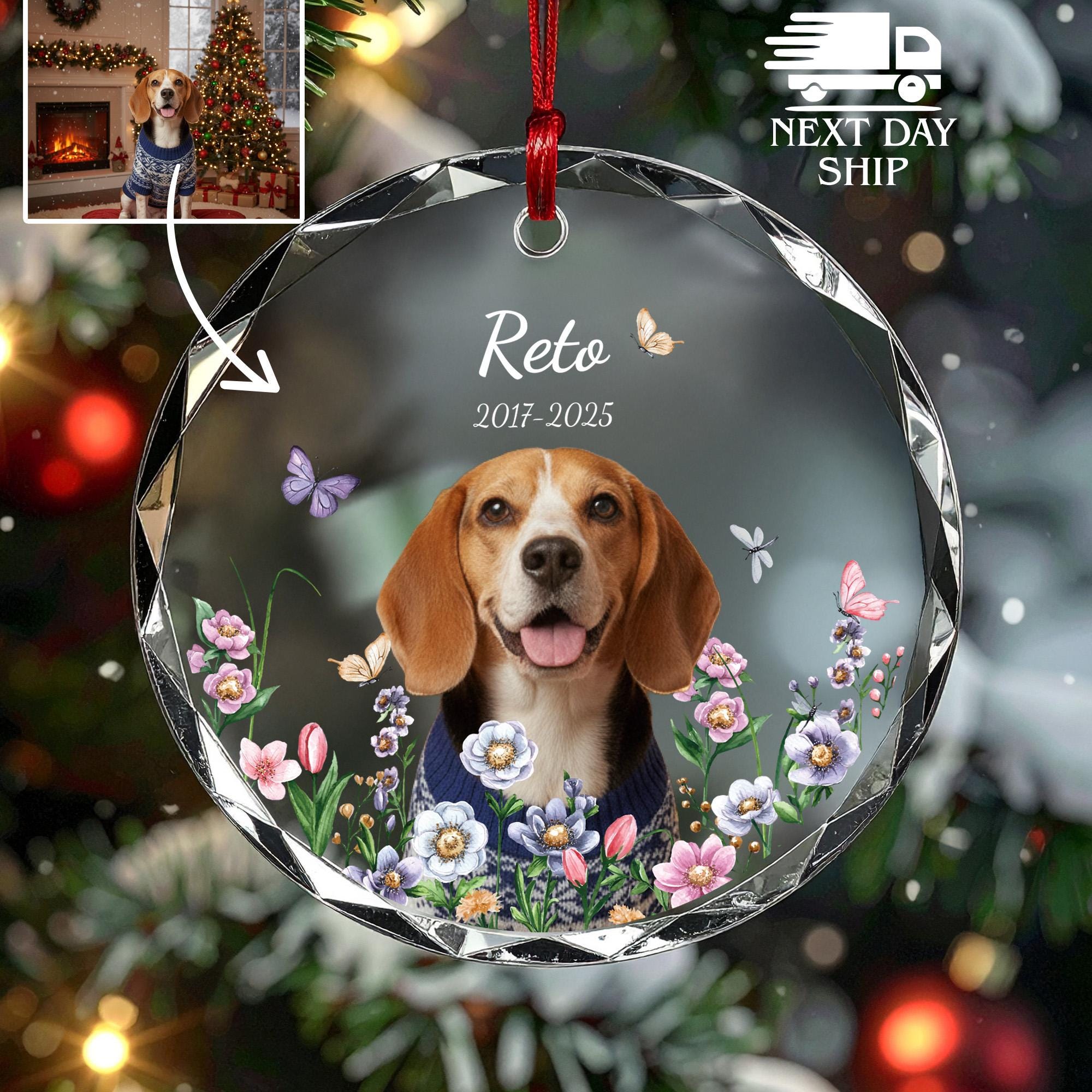 Dog Memorial Ornament, Christmas Memorial Pet Ornament, Pet Memorial Gift, Cat Loss Keepsake, Gift For Pet Owner, Custom Picture Ornament