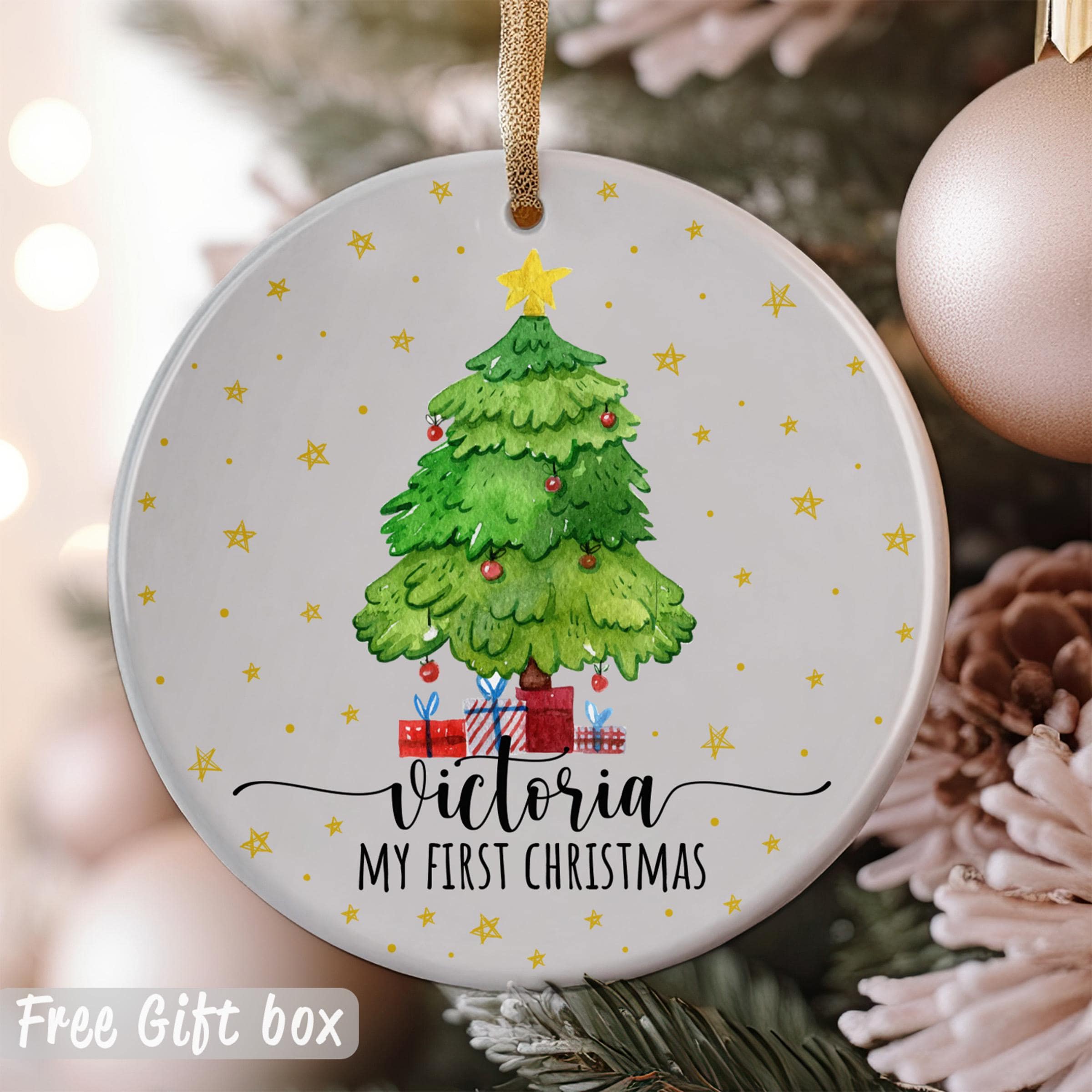 Personalized Baby Name Ornament, Custom Baby Name Keepsake, Christmas Tree Ornament, Xmas Tree Decoration, Newborn 1st Christmas Ornament