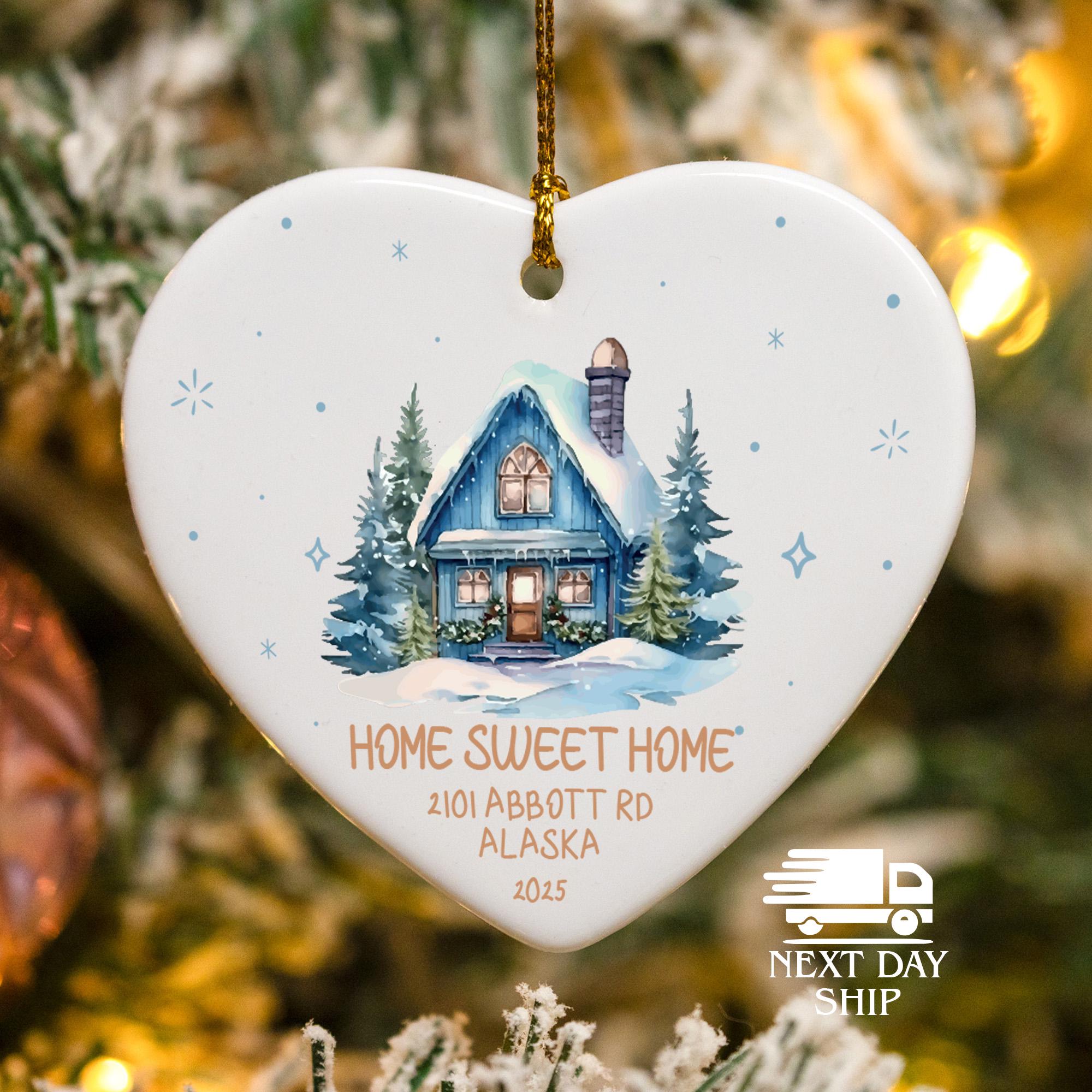 Personalized Home Sweet Home Ornament, Custom Address New Home Gift 2025, First Home Christmas Keepsake, Realtor Closing Gift, Newlywed Gift