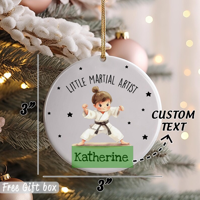 Little Martial Artist Ornament, Custom Name Toddler Ornament, Little
