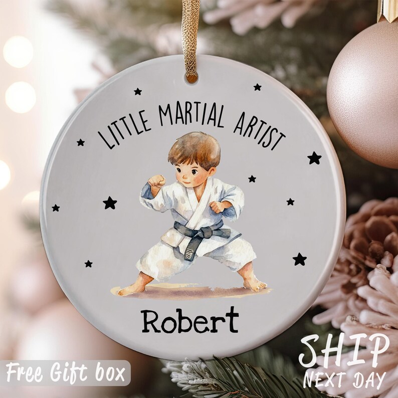 Little Fighter Ornament, Personalized Name Toddler Ornament, Little