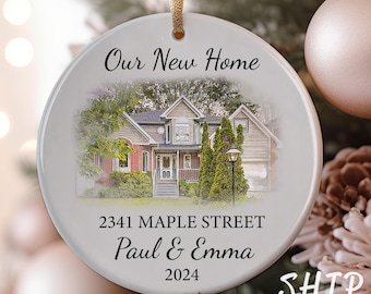 Personalized Our New Home Photo Ornament, Custom Address ornament with Couple Names, 2026 House Ornament, Newlywed Couple Christmas Keepsake