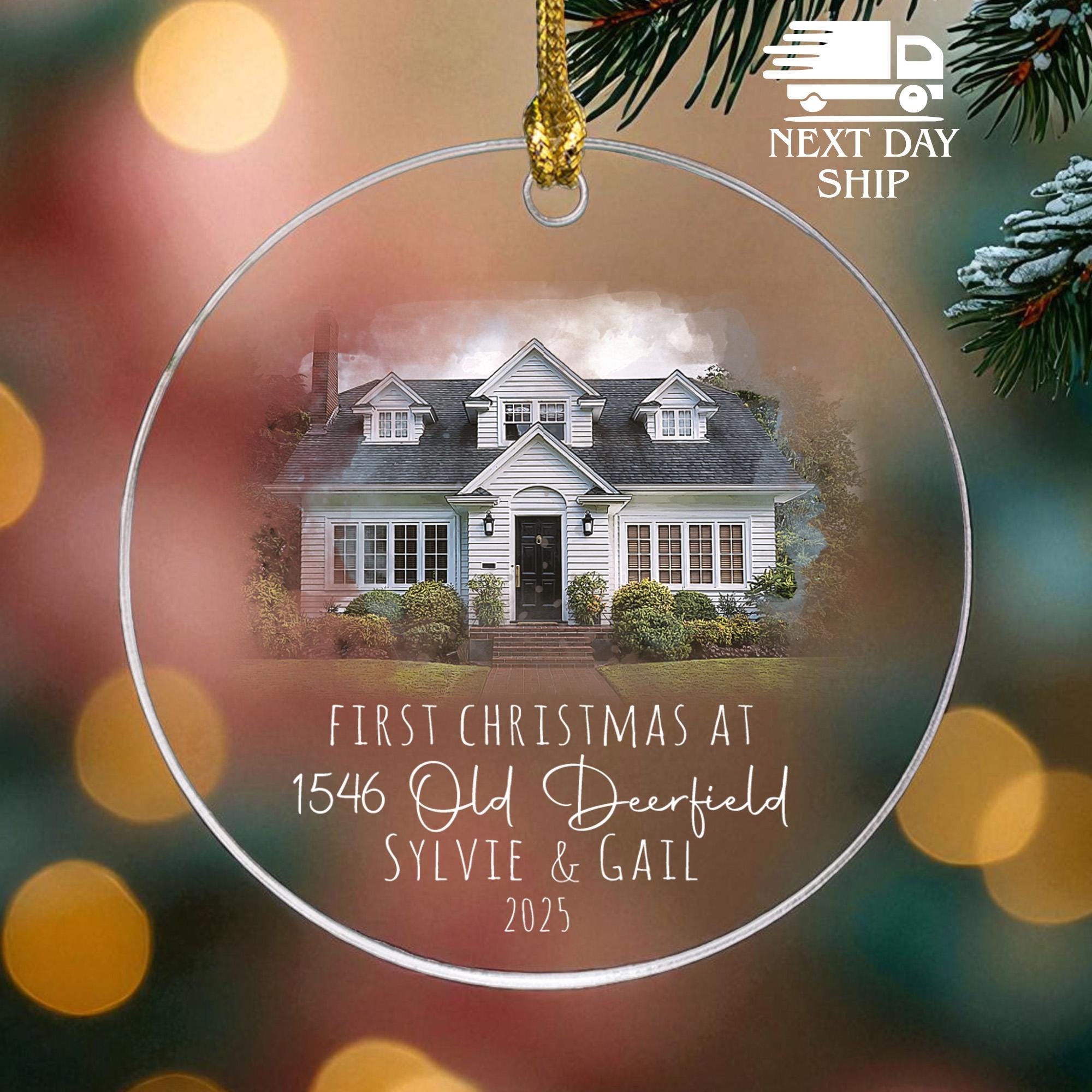 Home Picture Ornament, Family House Ornament, Personalized Address Ornament, Couples Name Ornament, Custom Realtor Gift, Bulk Photo Ornament