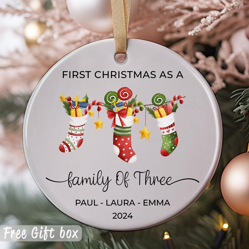 Our First Christmas Ornament, Family Name Ornament, Gift for New Home