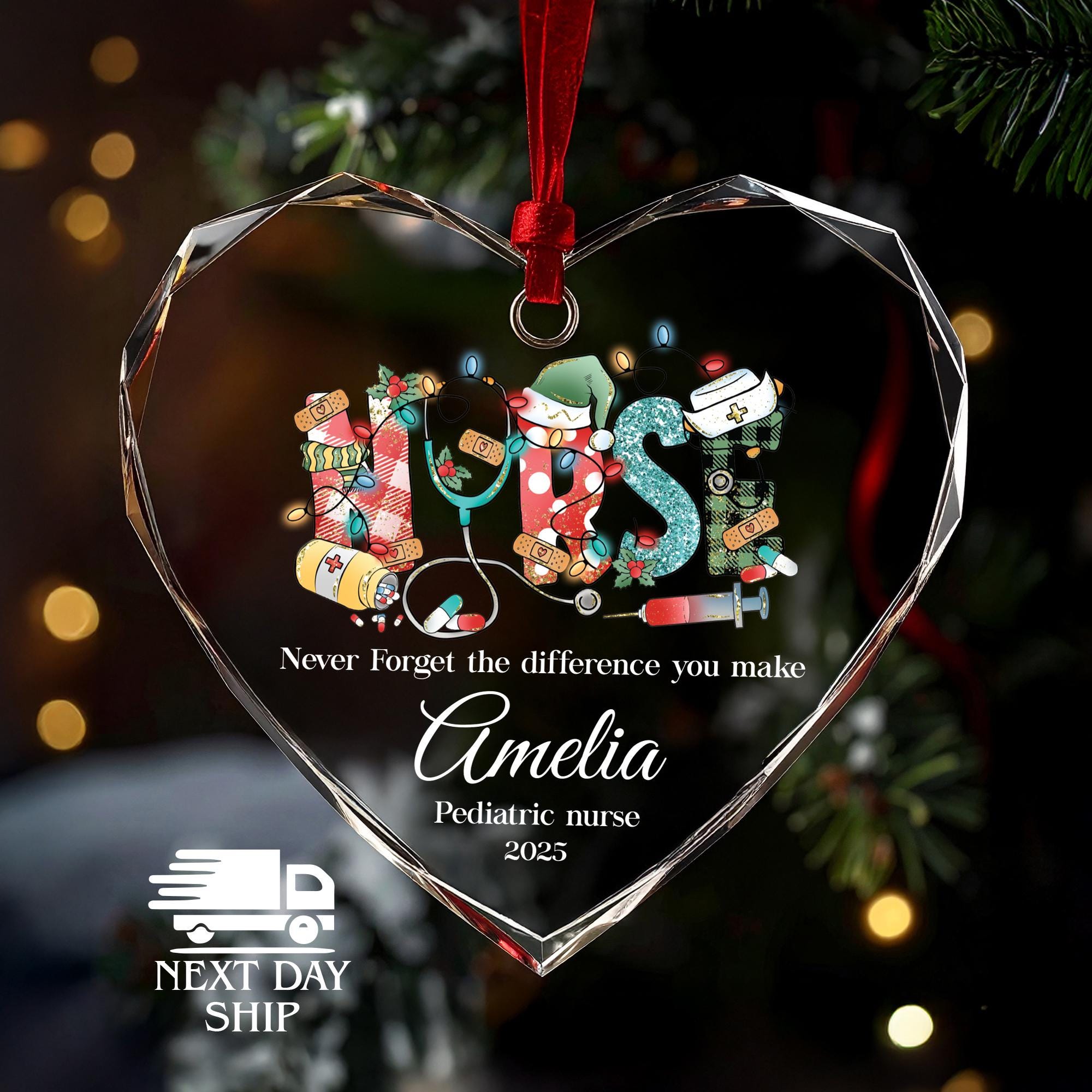 Custom Nurse Christmas Ornament, Difference Maker Nurse Gift, Nurse Name Keepsake, Nurse Appreciation Gift, Pediatric ER ICU RN Nurse Gift