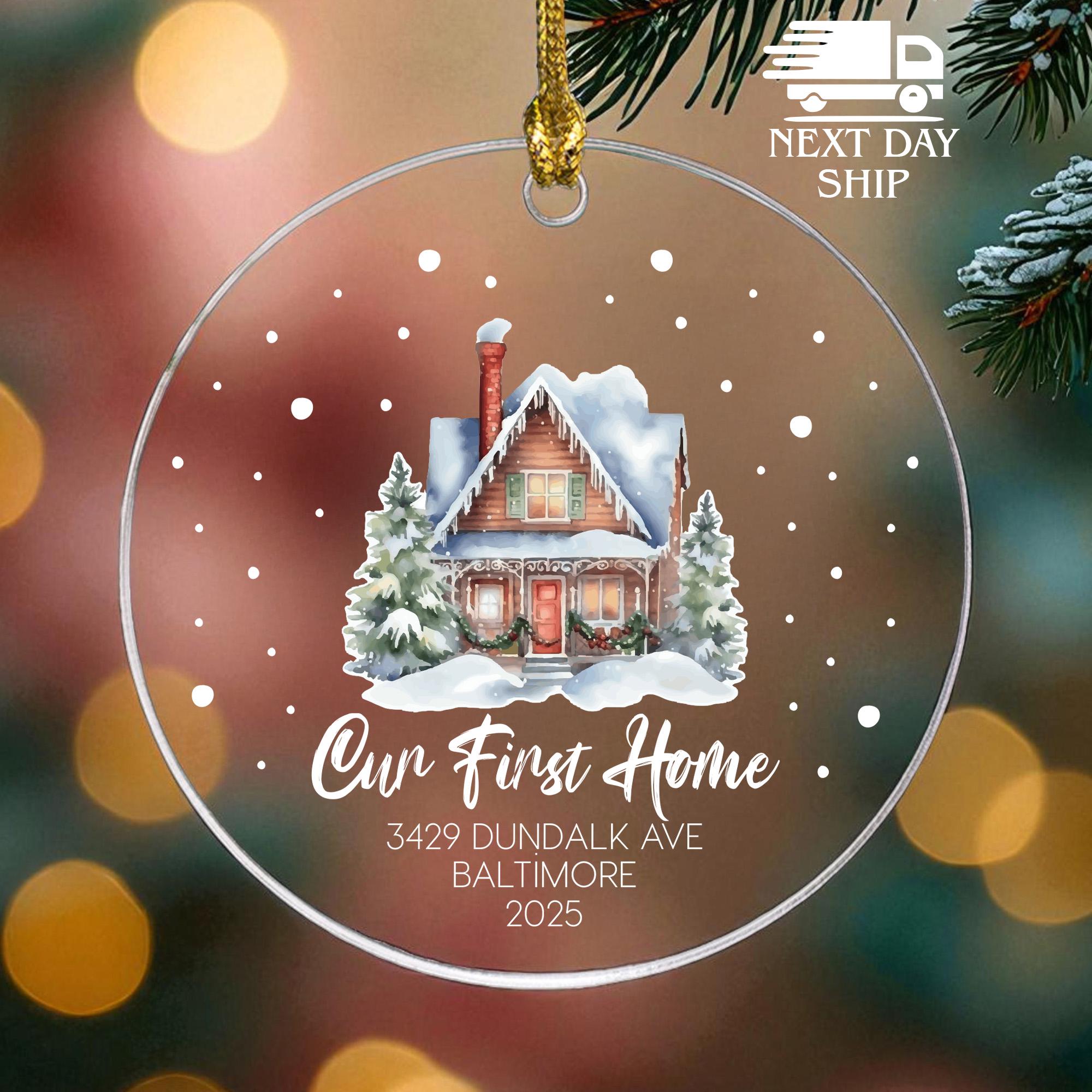 Our First Home Ornament, Christmas New Home Ornament, Personalized Address Ornament, Custom Home Gifts, Christmas Decoration, Newlywed Gifts