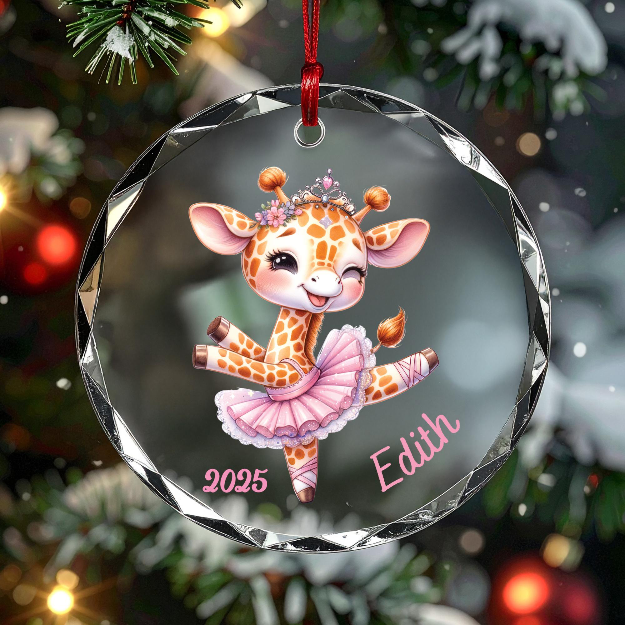 Personalized Ballerina Giraffe Ornament 2025, Custom Name Gift for Girl, Toddler Keepsake, Ceramic Heart Nursery Decor, Christmas Gifts