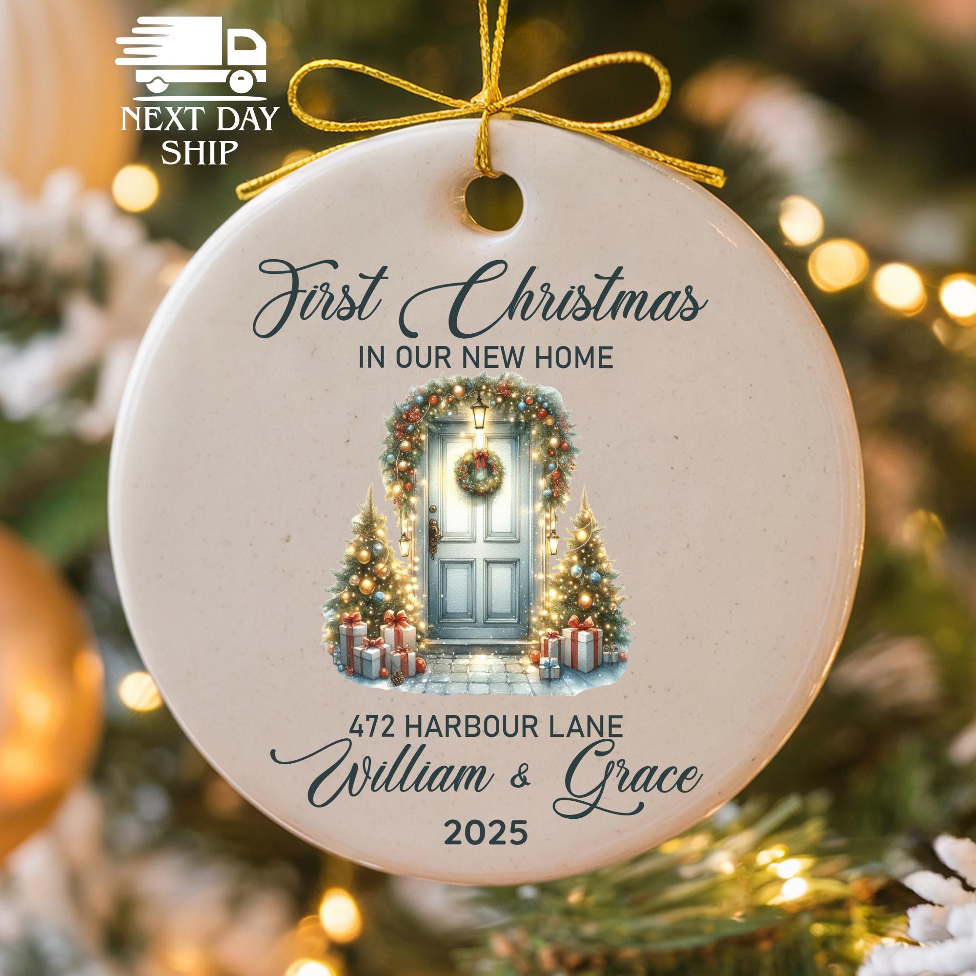 First Christmas In Our New Home Ornament, House Ornament, Personalized Christmas Decoration, Family Address Ornament, Gift for Couple