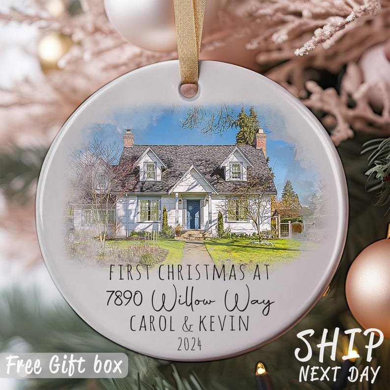 First Christmas at New Home Ornament, Family Name Ornament, Holiday