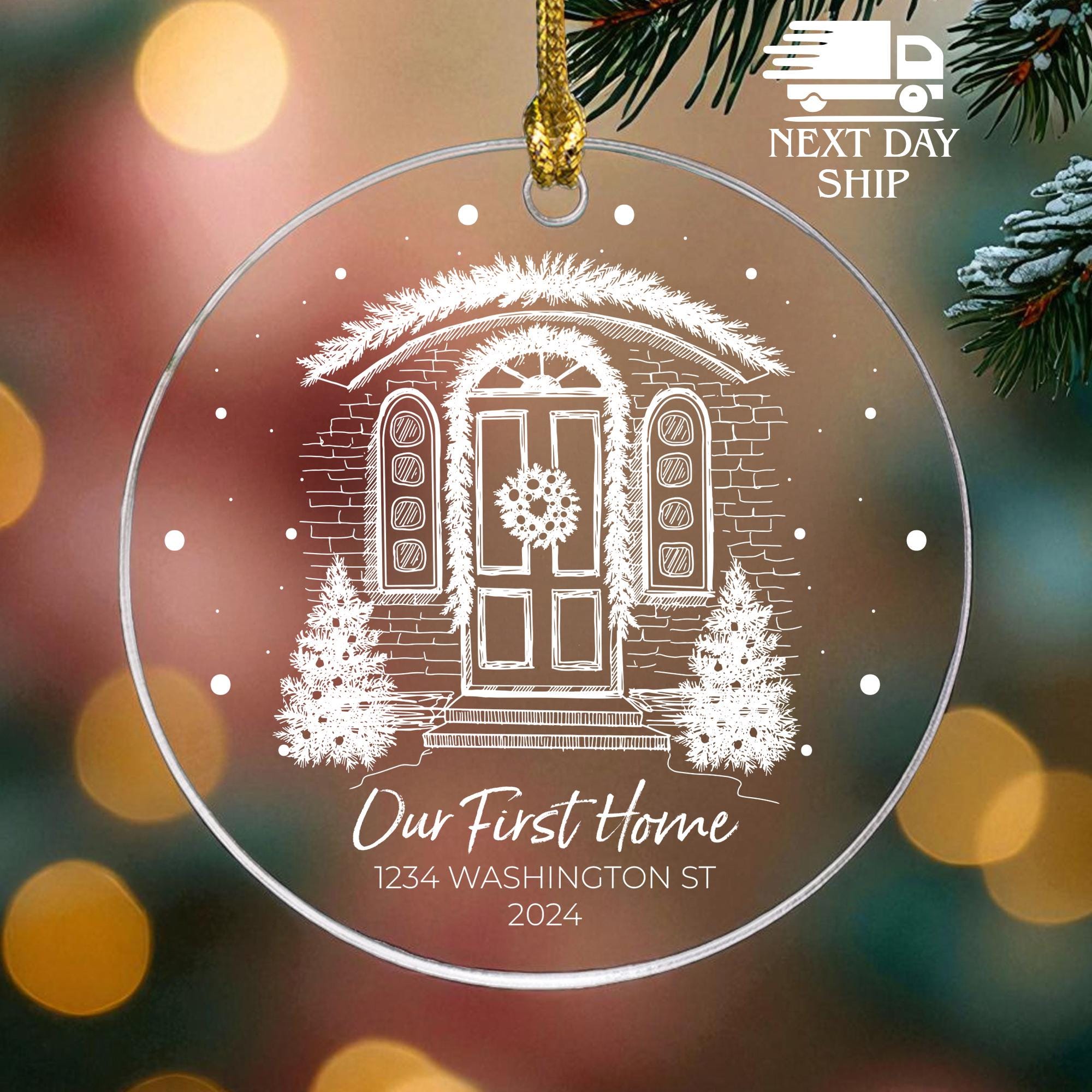 Personalized Address Ornament, Our First Home Ornament, Couple New Home Gifts, Newlywed Ornaments, Custom House Ornament, Housewarming Gift
