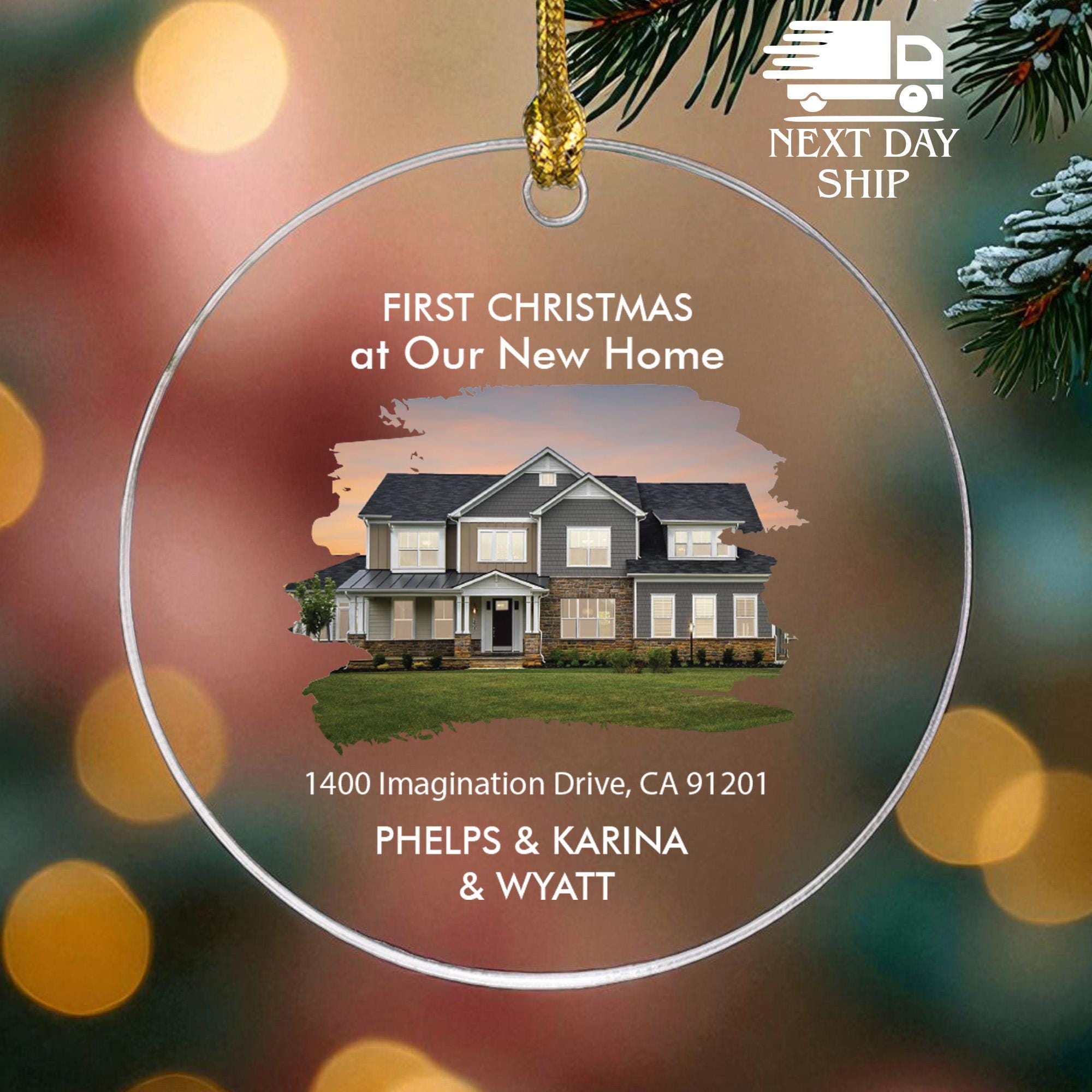 First Christmas Home Ornament, House Photo Keepsake, Address Ornament, Personalized Christmas Decor, Family Name Ornament for Holiday