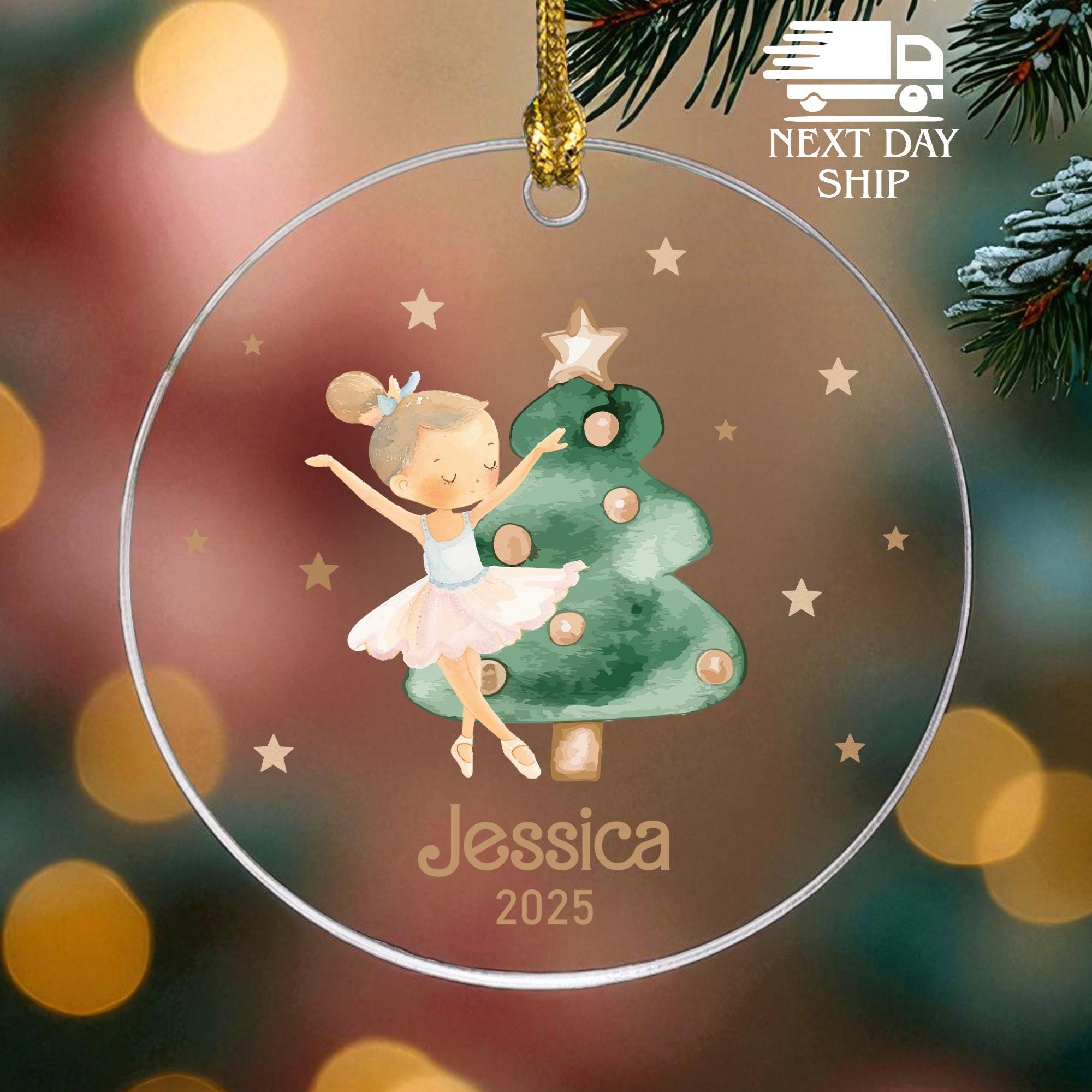 Custom Name Ballet Dancer Ornament, Christmas Gift Toddler Ornament, Little Dancer Ornament, Personalized Kid Name Keepsake, Children Gift