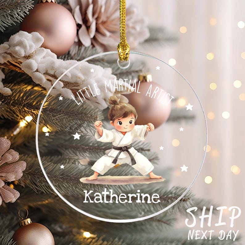 Little Martial Artist Ornament, Custom Name Toddler Ornament, Little