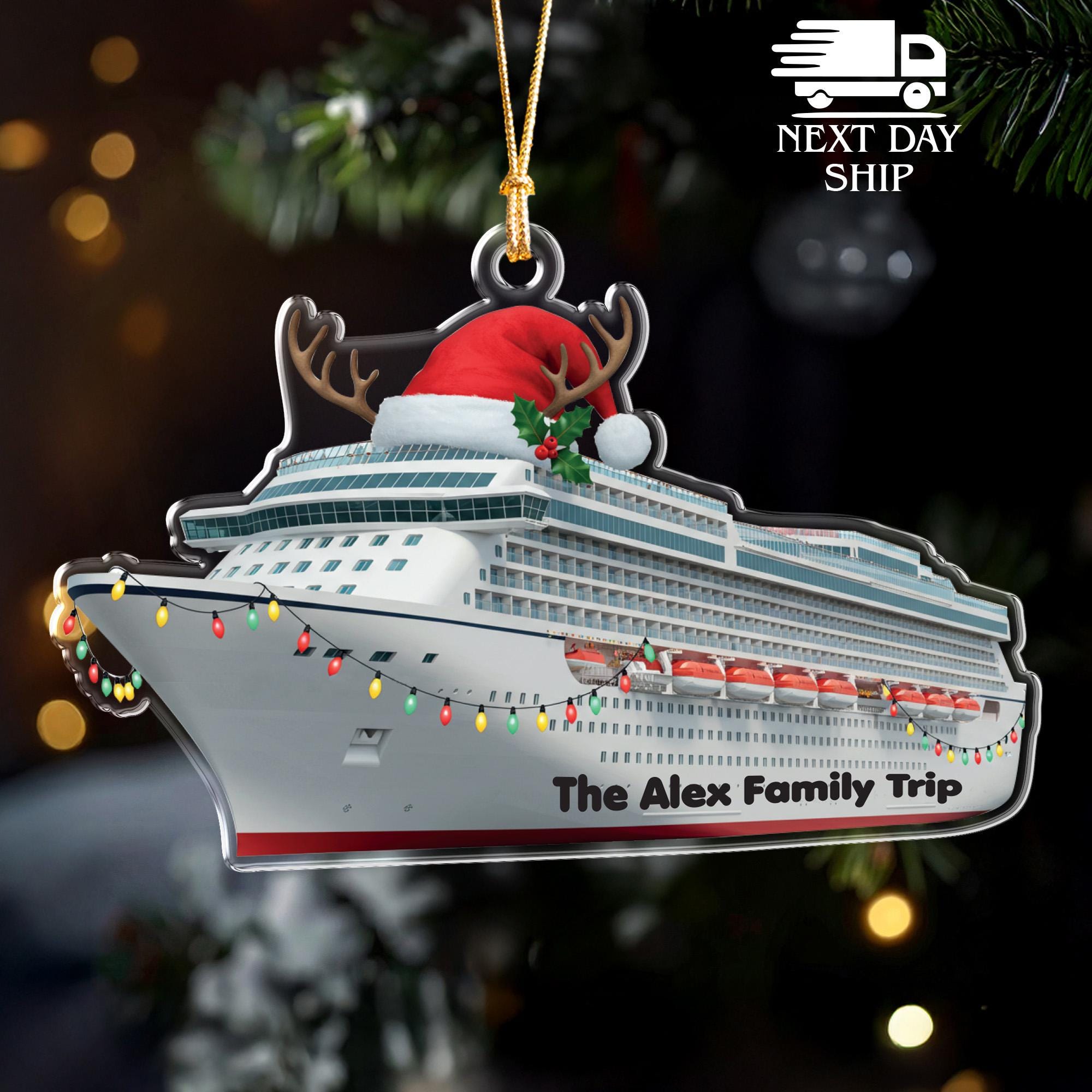 Personalized Family Trip Christmas Cruise Ship Ornament, Acrylic Family Vacation Ornament, Family Name Gift, Christmas Holiday Decor Ship