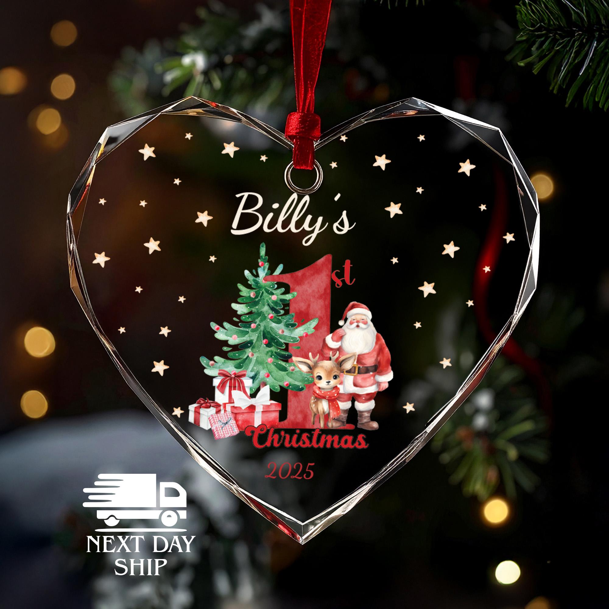 Personalized Baby First Christmas Ornament 2025, Custom Name Gift for Girl and Boy, Newborn Keepsake, Heart Ornament Christmas Decoration
