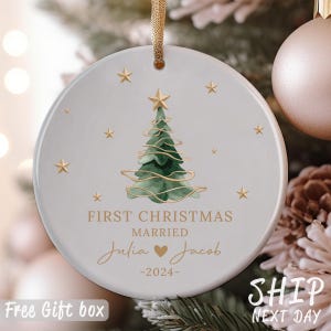 Personalized First Christmas Ornament, Married Date Ornament, Merry Christmas Gifts, Christmas Tree Decor, Christmas Party Gifts