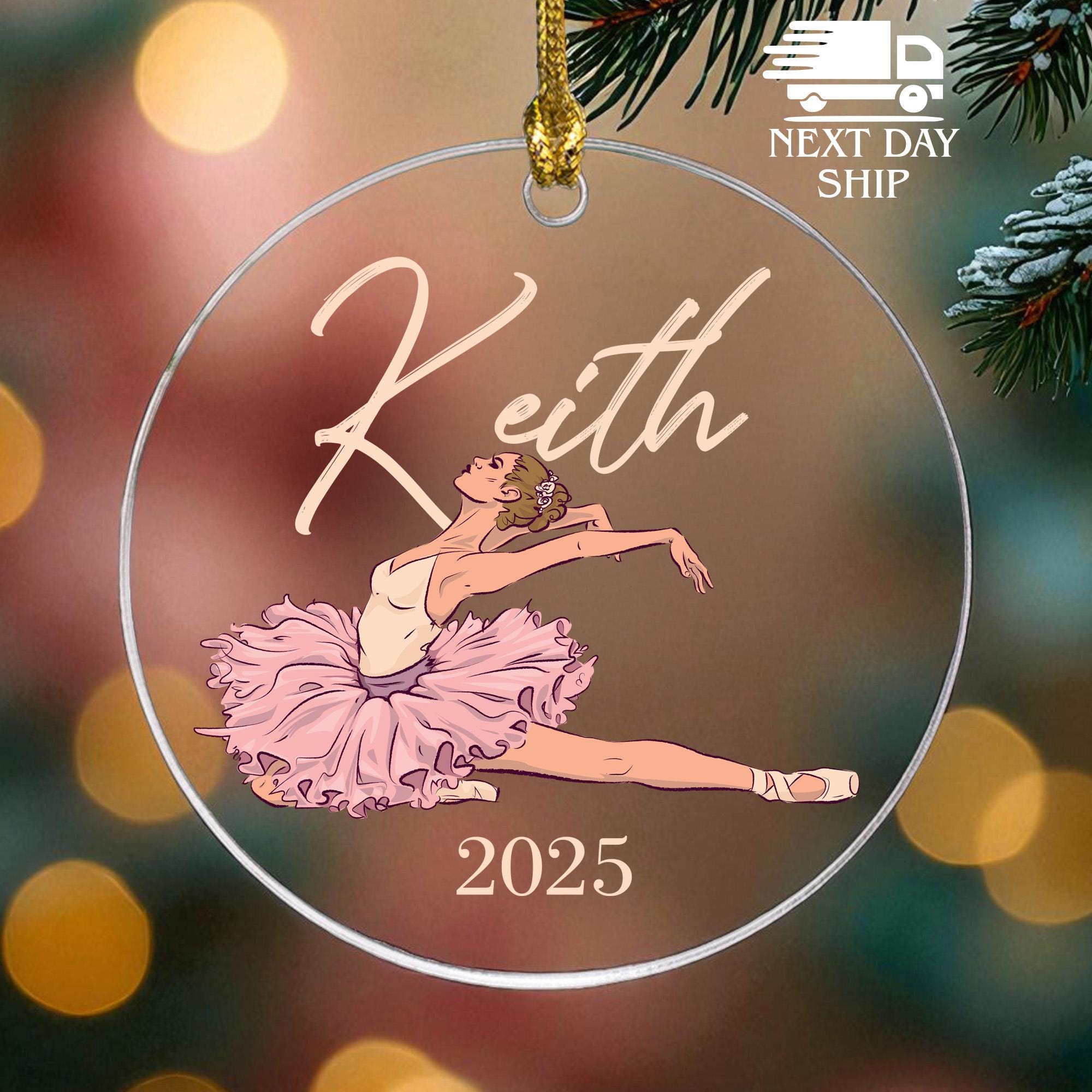 Personalized Ballerina Ornament, Custom Name Ornament, Ballet Christmas Keepsake, Ballerin Dress Decor, 2025 Christmas Girl Gift for Tree