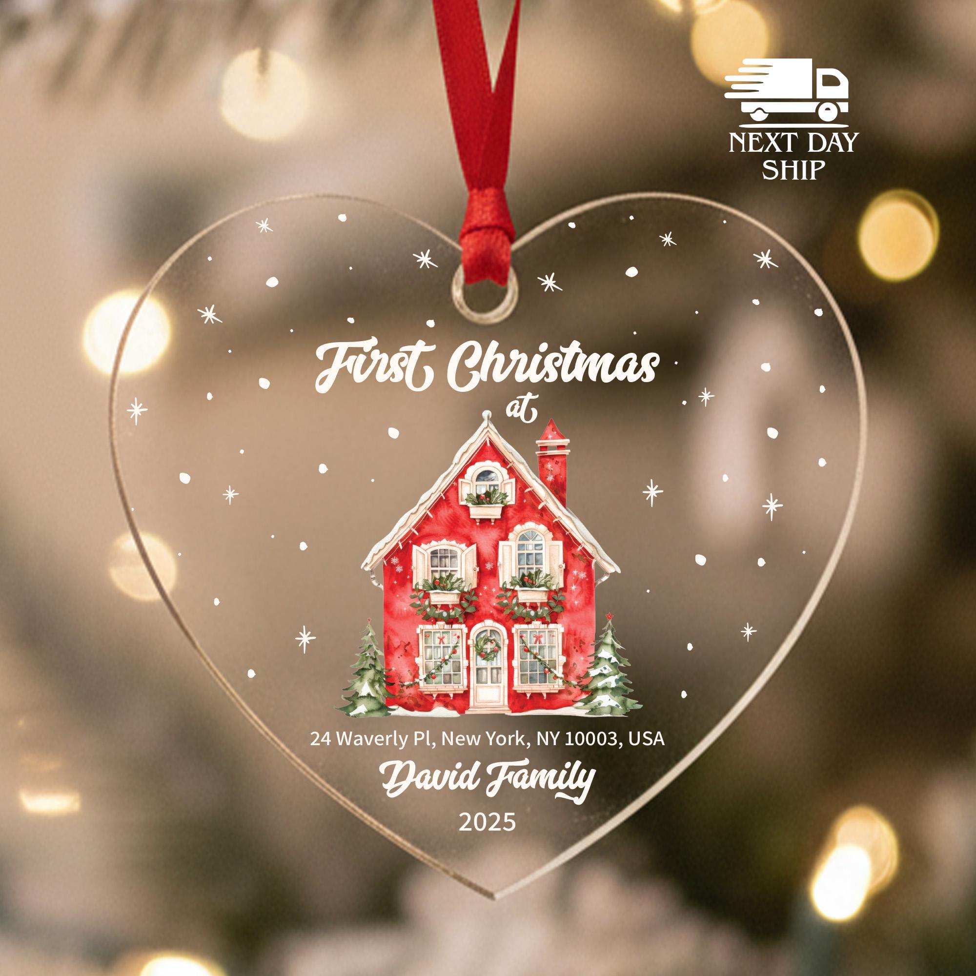 First Christmas At New Home Ornament, Custom Address Ornament, Family Name Keepsake, Family Christmas Keepsake, House Caricature Ornament
